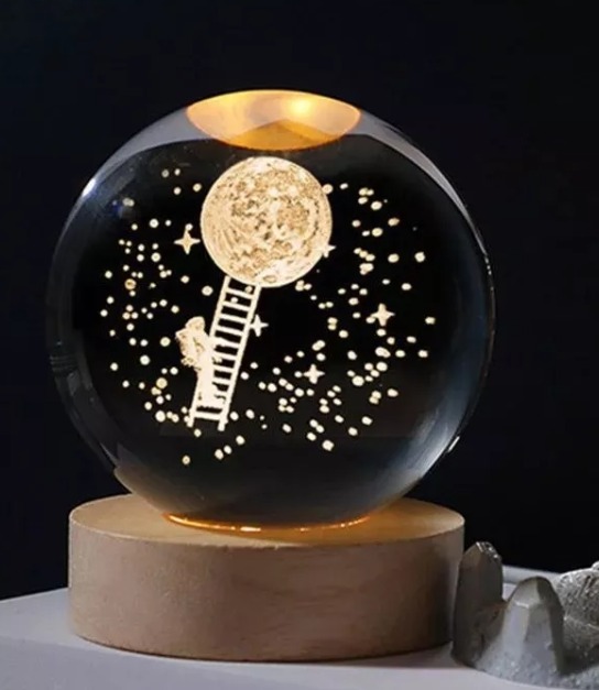 Miniatura 2 de Lampara Nocturna 3d Bola de cristal 8 cm